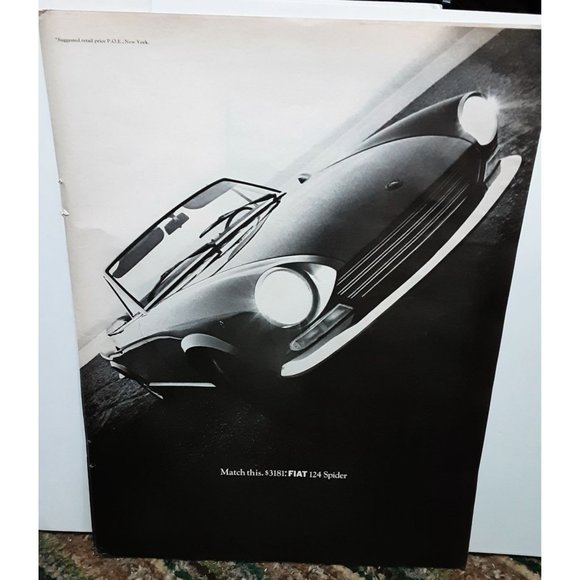 1968 Fiat Spider 124 car Vintage Print Ad Original - Picture 1 of 1